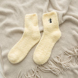 Embroided Thick Women Cotton Plush Winter Socks