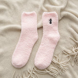 Embroided Thick Women Cotton Plush Winter Socks