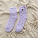 Embroided Thick Women Cotton Plush Winter Socks