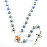 Our Lady of Lourdes Rosary with Acrylic Blue and Gold Beads