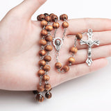 Wooden Beads Virgin Mary Medal Rosary