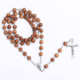 Wooden Beads Virgin Mary Medal Rosary