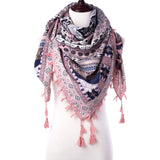 Tassel Print Women Blanket Square Scarf