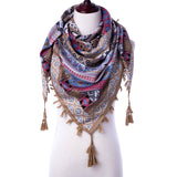 Tassel Print Women Blanket Square Scarf