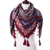 Tassel Print Women Blanket Square Scarf