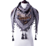 Tassel Print Women Blanket Square Scarf