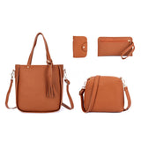 4Pcs/Set Women Faux Leather Handbag Shoulder Bag Tote Purse Messenger Clutch