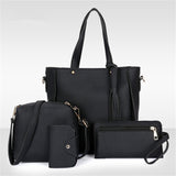 4Pcs/Set Women Faux Leather Handbag Shoulder Bag Tote Purse Messenger Clutch