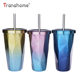 500ml Double Wall Stainless Steel Gradient Diamond Shaped Vacuum Insulation Travel Mug