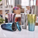 500ml Double Wall Stainless Steel Gradient Diamond Shaped Vacuum Insulation Travel Mug