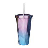 500ml Double Wall Stainless Steel Gradient Diamond Shaped Vacuum Insulation Travel Mug