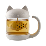 Cute Cat Eco-Friendly Glass Travel Mug With Infuser