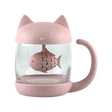 Cute Cat Eco-Friendly Glass Travel Mug With Infuser