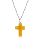 Natural Crystal Stone Cross Pendant