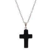 Natural Crystal Stone Cross Pendant