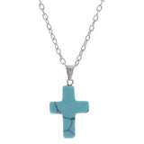 Natural Crystal Stone Cross Pendant