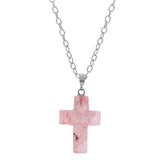 Natural Crystal Stone Cross Pendant