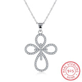 925 Sterling Silver Multiple Zircon Cross Pendant Necklace