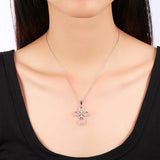 925 Sterling Silver Multiple Zircon Cross Pendant Necklace