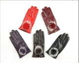 Winter Leather Style Fur Detail Women's Gloves